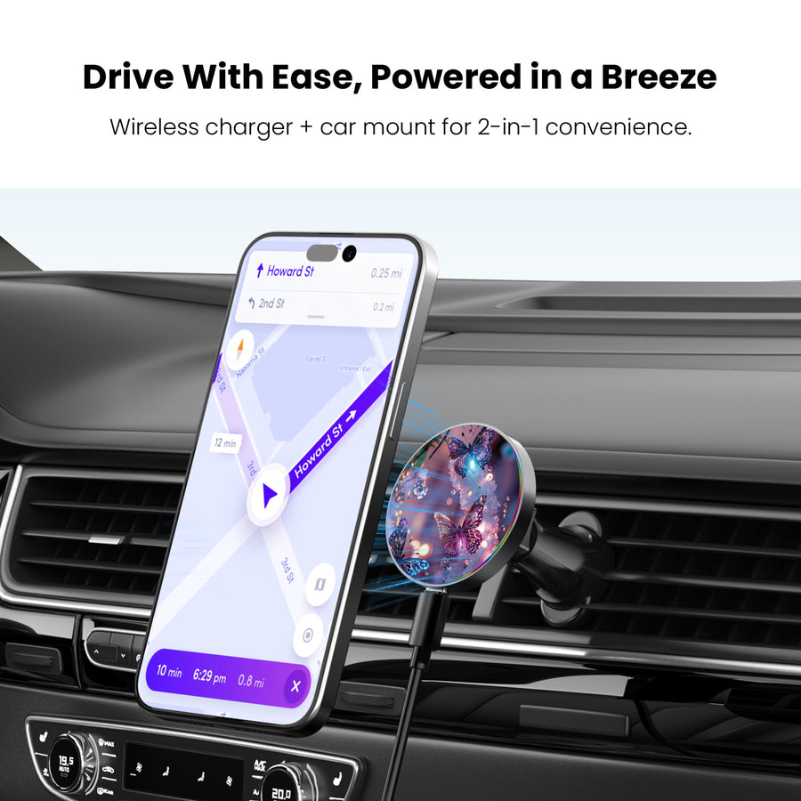MyBat Design Lab Magnetic Wireless Charging Vent Mount - Black - Magical Butterflies - MCGWIRC21BK-349-4.jpg