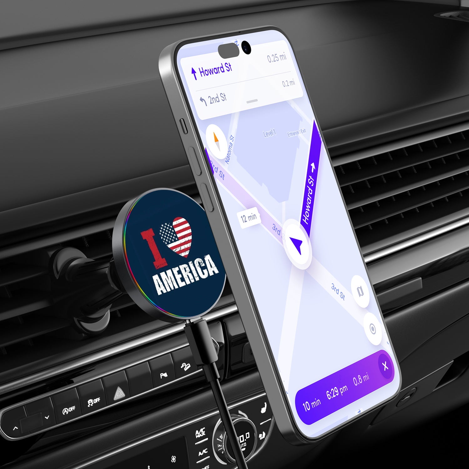 MyBat Design Lab Magnetic Wireless Charging Vent Mount - Black - I Love America - MCGWIRC21BK-358-3.jpg