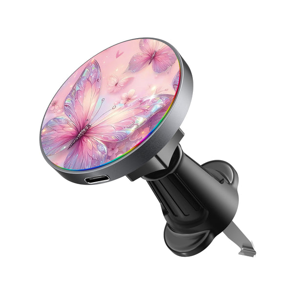 MyBat Design Lab Magnetic Wireless Charging Vent Mount - Black - Pink Butterflies - MCGWIRC21BK-361-2.jpg