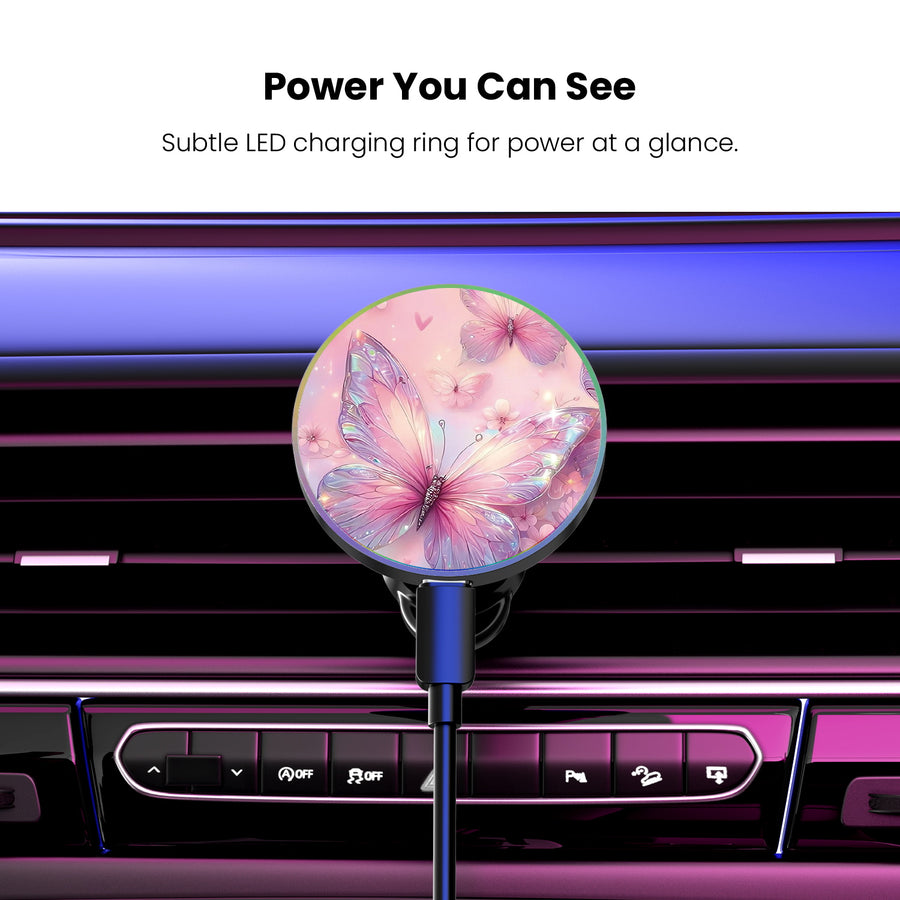 MyBat Design Lab Magnetic Wireless Charging Vent Mount - Black - Pink Butterflies - MCGWIRC21BK-361-8.jpg