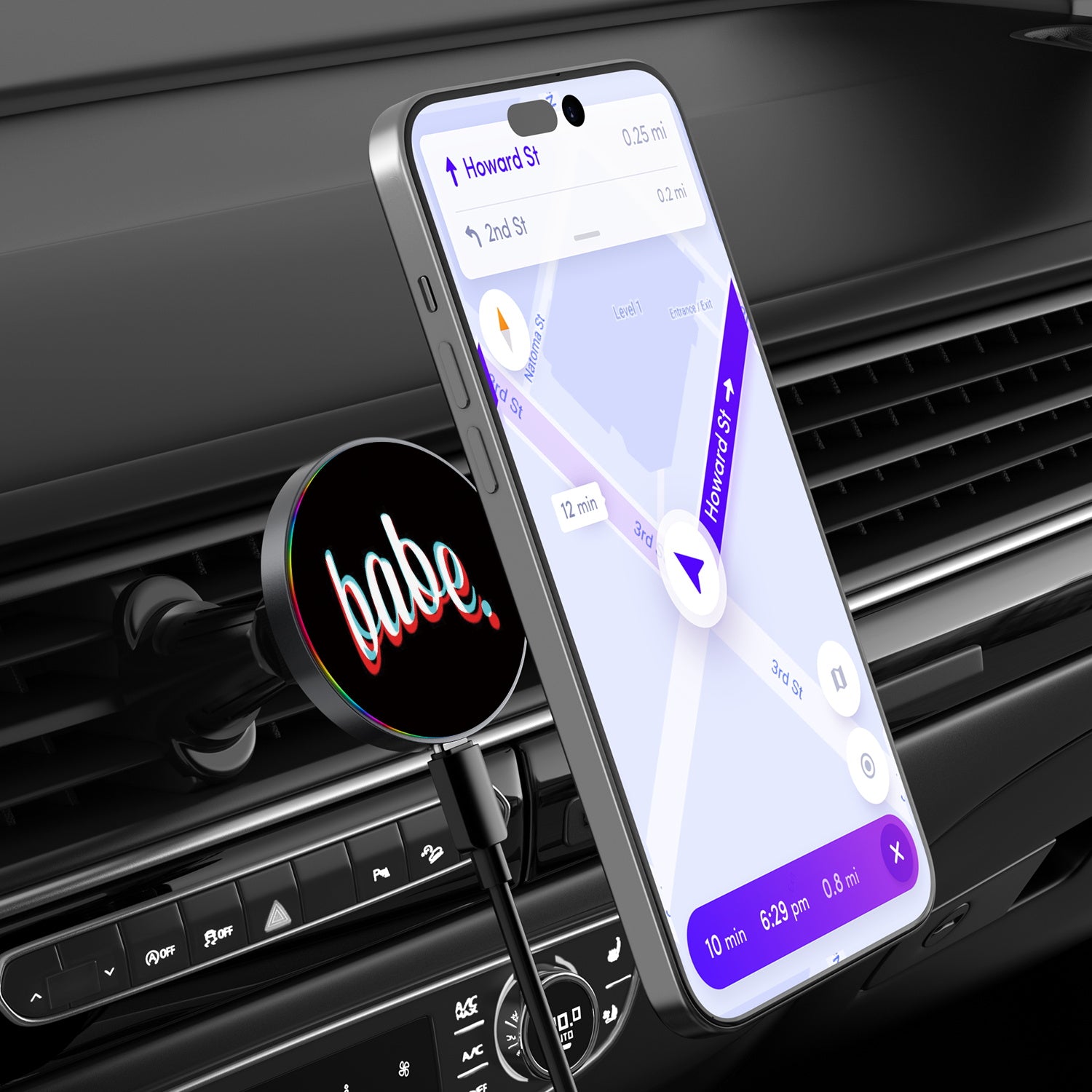MyBat Design Lab Magnetic Wireless Charging Vent Mount - Black - Babe - MCGWIRC21BK-369-3.jpg