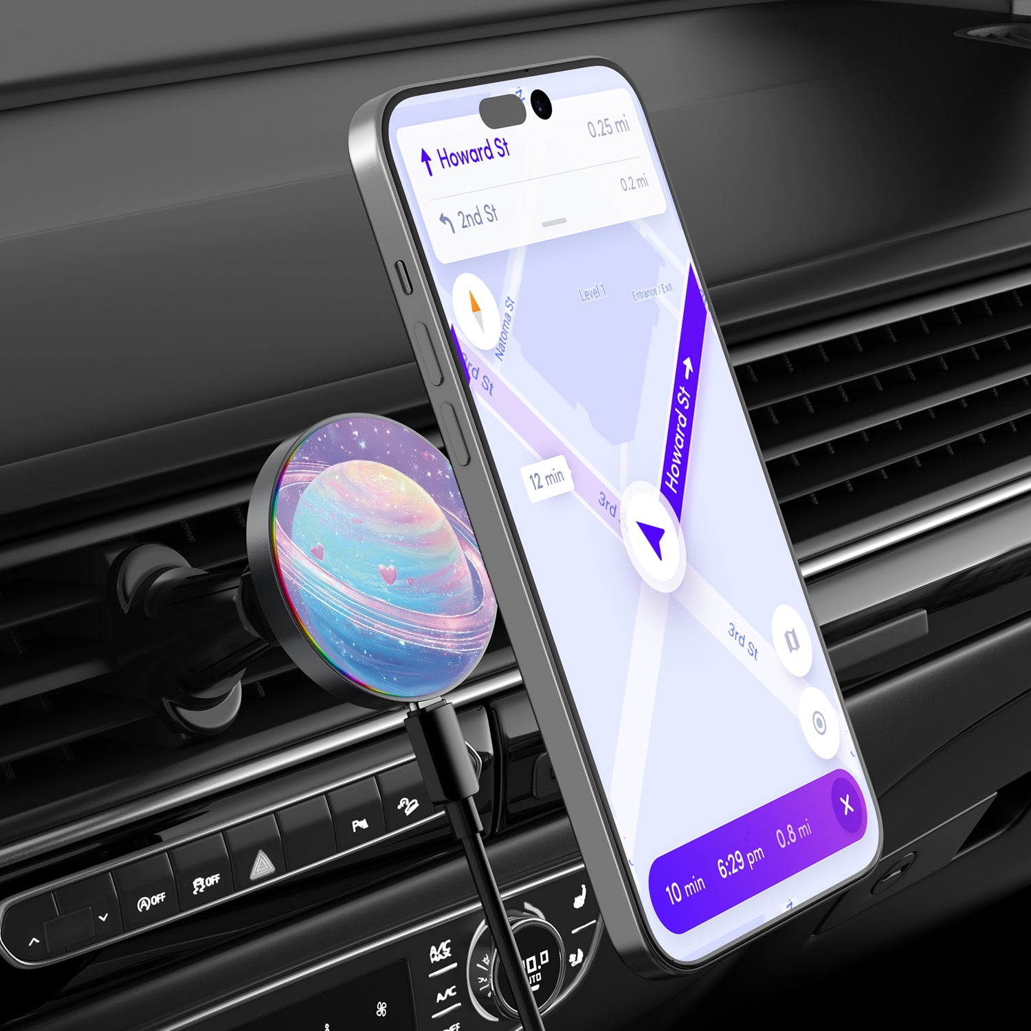 MyBat Design Lab Magnetic Wireless Charging Vent Mount - Black - Planetary Love - MCGWIRC21BK-372-3.jpg