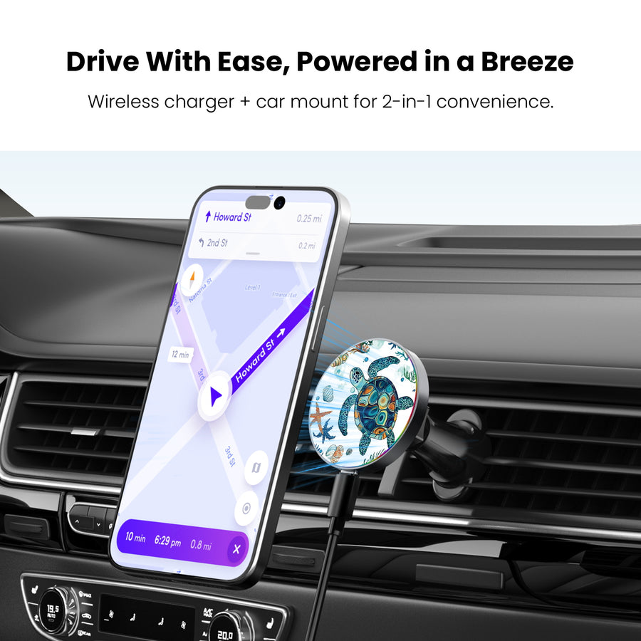 MyBat Design Lab Magnetic Wireless Charging Vent Mount - Black - Sea Turtles - MCGWIRC21BK-375-4.jpg