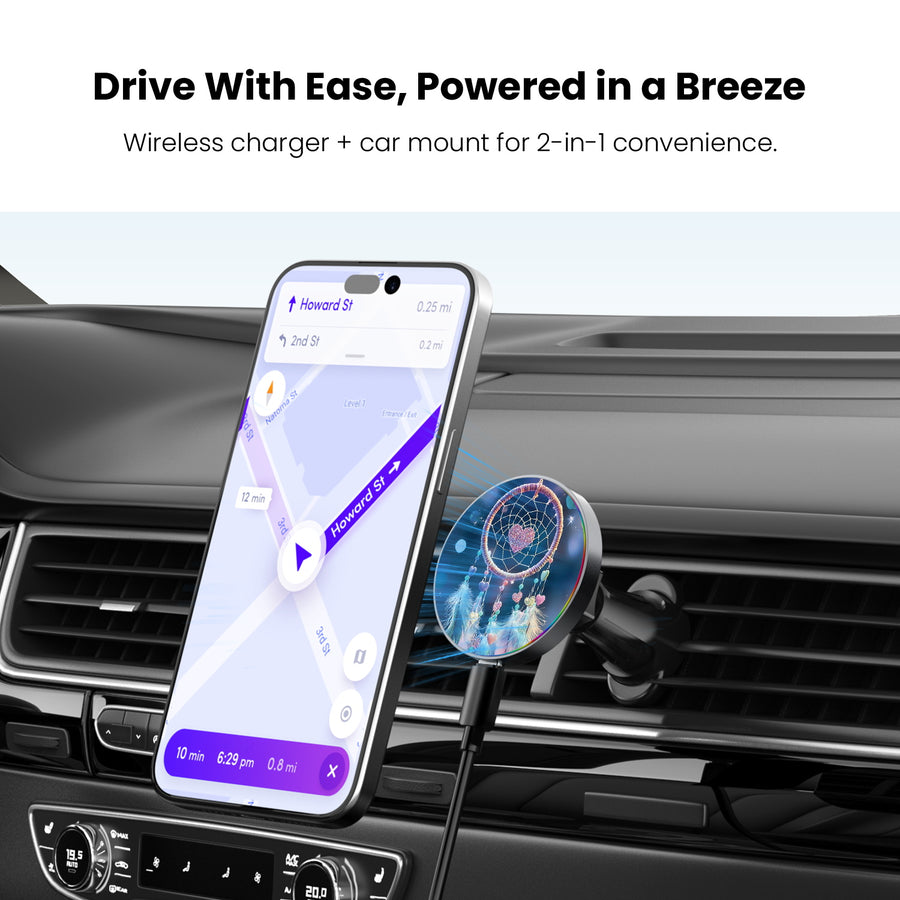 MyBat Design Lab Magnetic Wireless Charging Vent Mount - Black - Pastel Dreamcatcher - MCGWIRC21BK-376-4.jpg