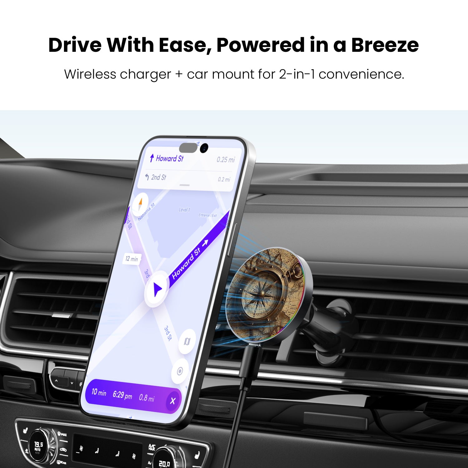 MyBat Design Lab Magnetic Wireless Charging Vent Mount - Black - Compass - MCGWIRC21BK-378-4.jpg