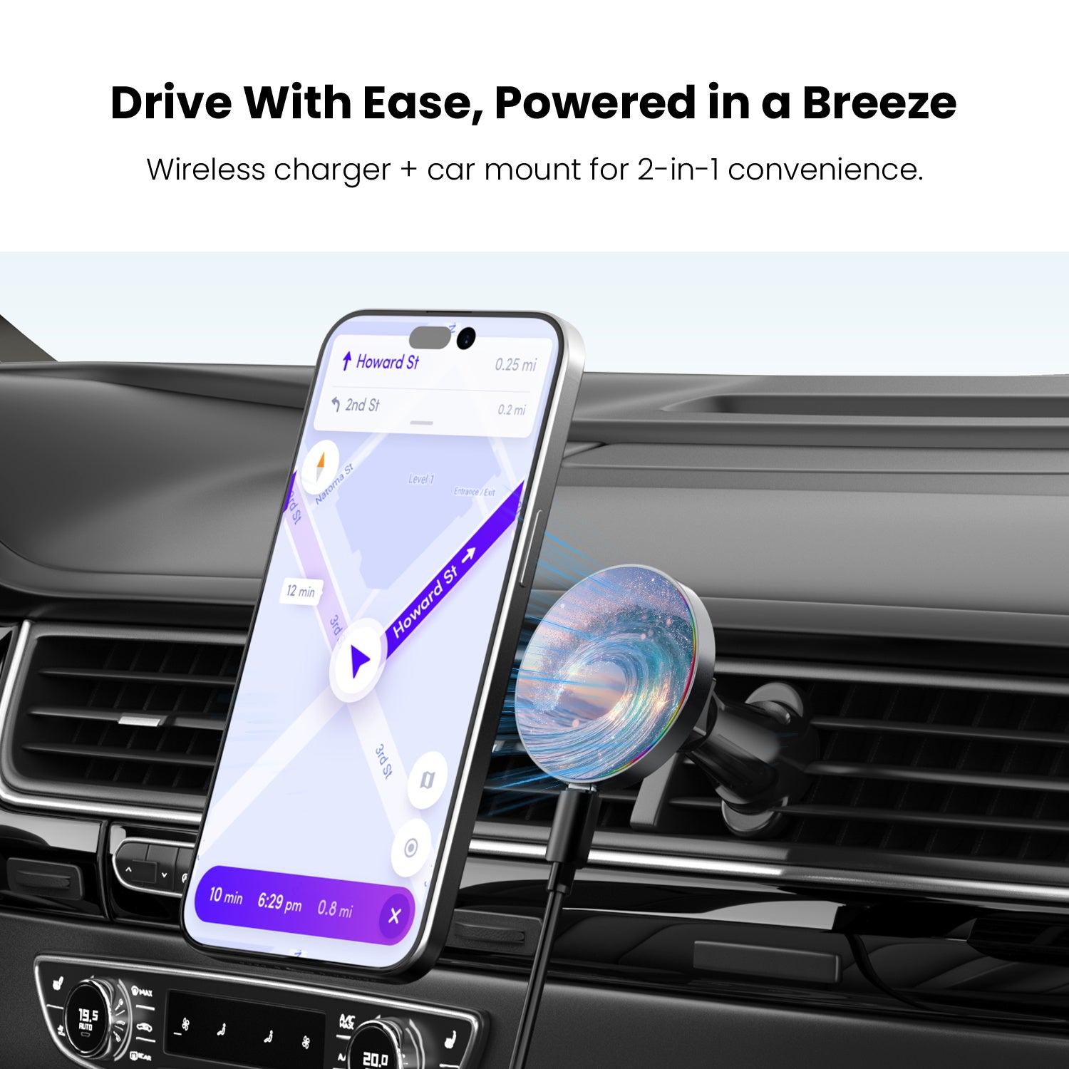 MyBat Design Lab Magnetic Wireless Charging Vent Mount - Black - Dreamy Waves - MCGWIRC21BK-379-4.jpg