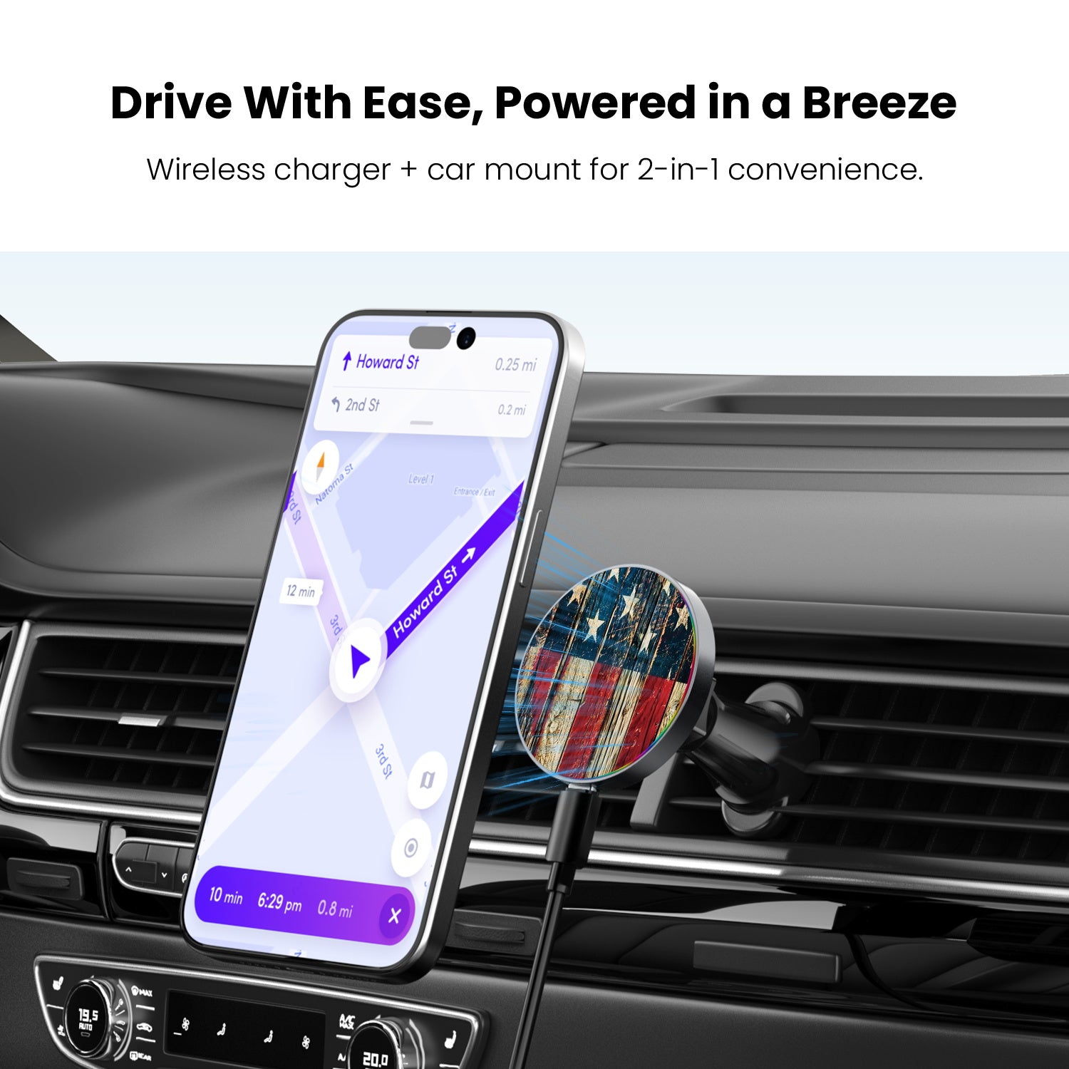 MyBat Design Lab Magnetic Wireless Charging Vent Mount - Black - US Painted Flag - MCGWIRC21BK-381-4.jpg