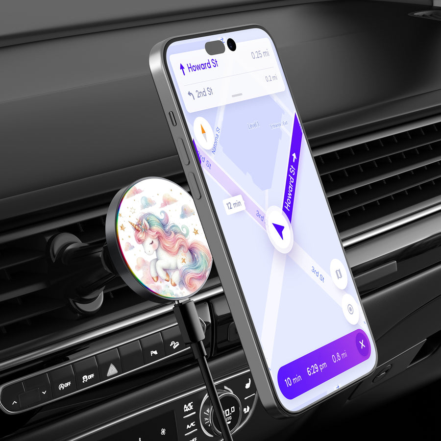 MyBat Design Lab Magnetic Wireless Charging Vent Mount - Black - Rainbow Unicorn - MCGWIRC21BK-392-3.jpg