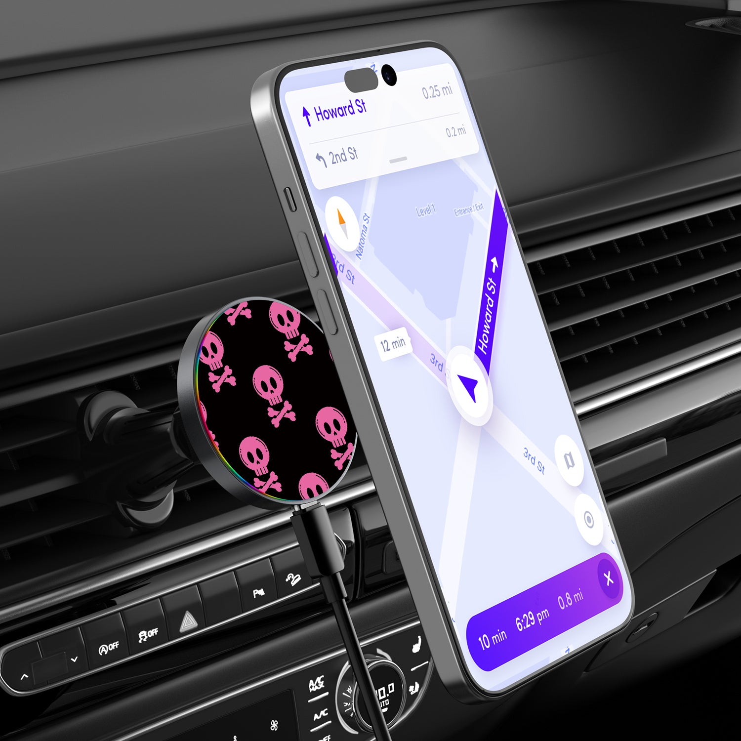 MyBat Design Lab Magnetic Wireless Charging Vent Mount - Black - Pretty Poison - MCGWIRC21BK-416-3.jpg