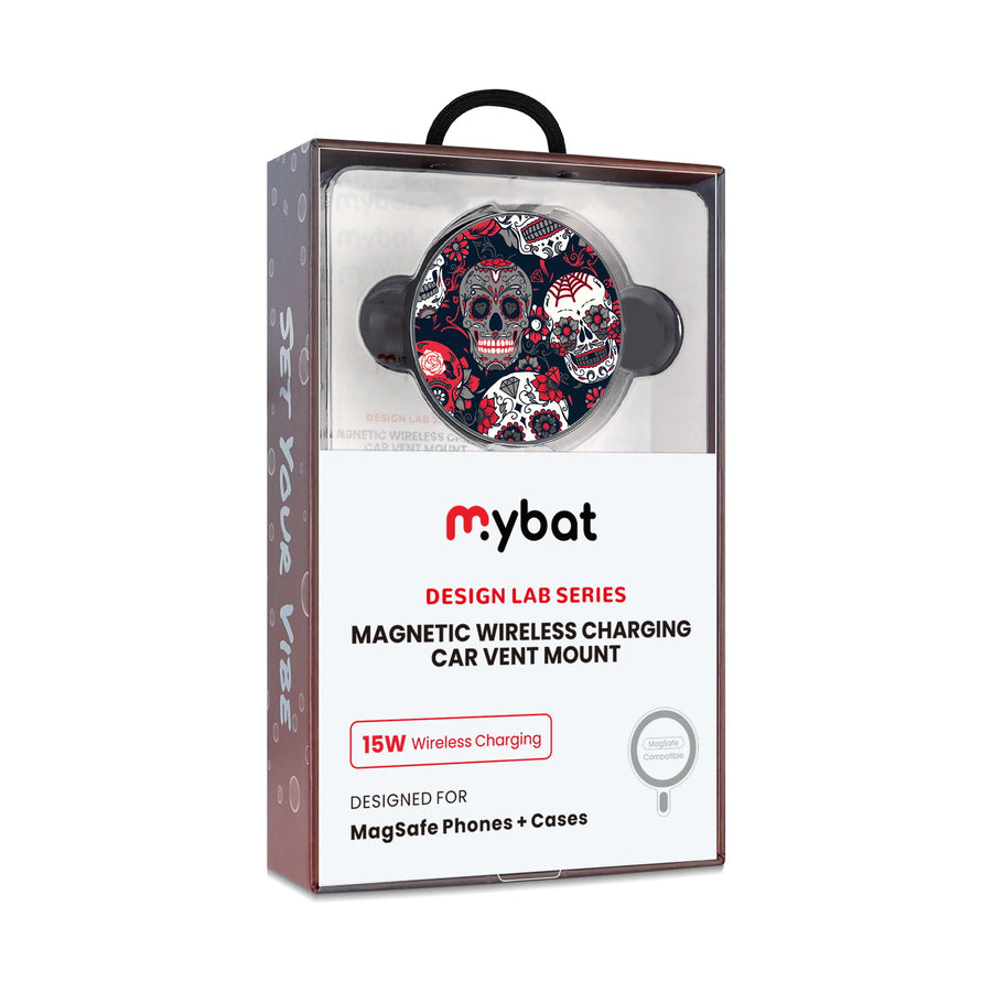 MyBat Design Lab Magnetic Wireless Charging Vent Mount - Black - Sugar Rose Skulls - MCGWIRC21BK-418-10.jpg