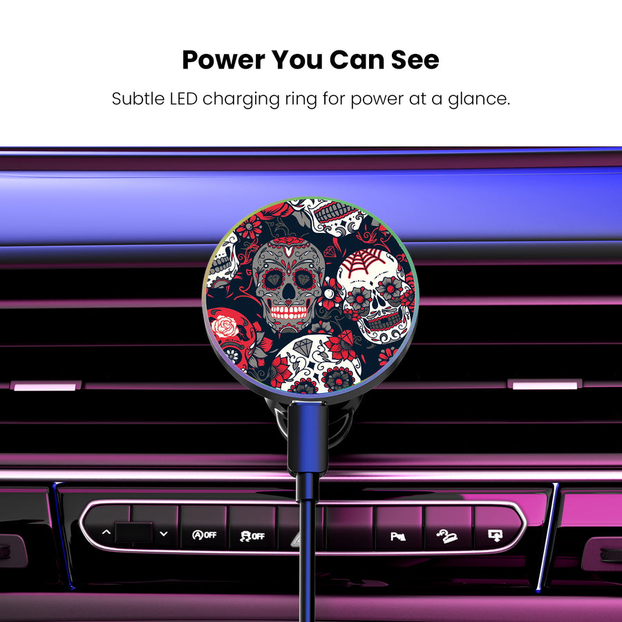MyBat Design Lab Magnetic Wireless Charging Vent Mount - Black - Sugar Rose Skulls - MCGWIRC21BK-418-8.jpg