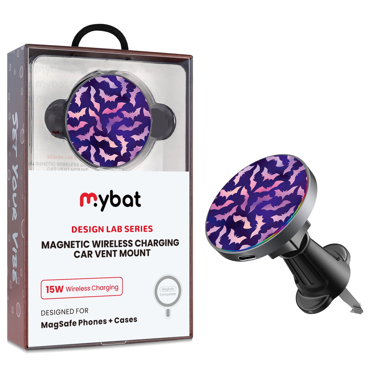 MyBat Design Lab Magnetic Wireless Charging Vent Mount - Black - Twilight Bats - MCGWIRC21BK-422-1.jpg
