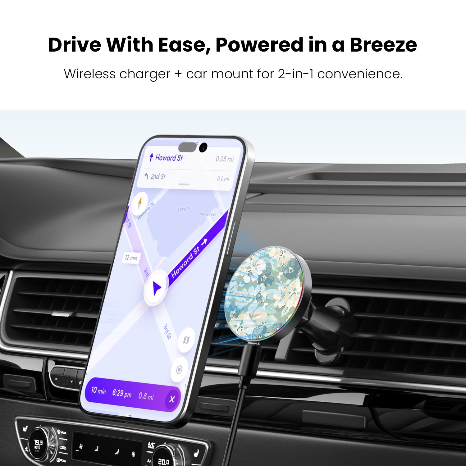 MyBat Design Lab Magnetic Wireless Charging Vent Mount - Black - Vintage Garden - MCGWIRC21BK-432-4.jpg