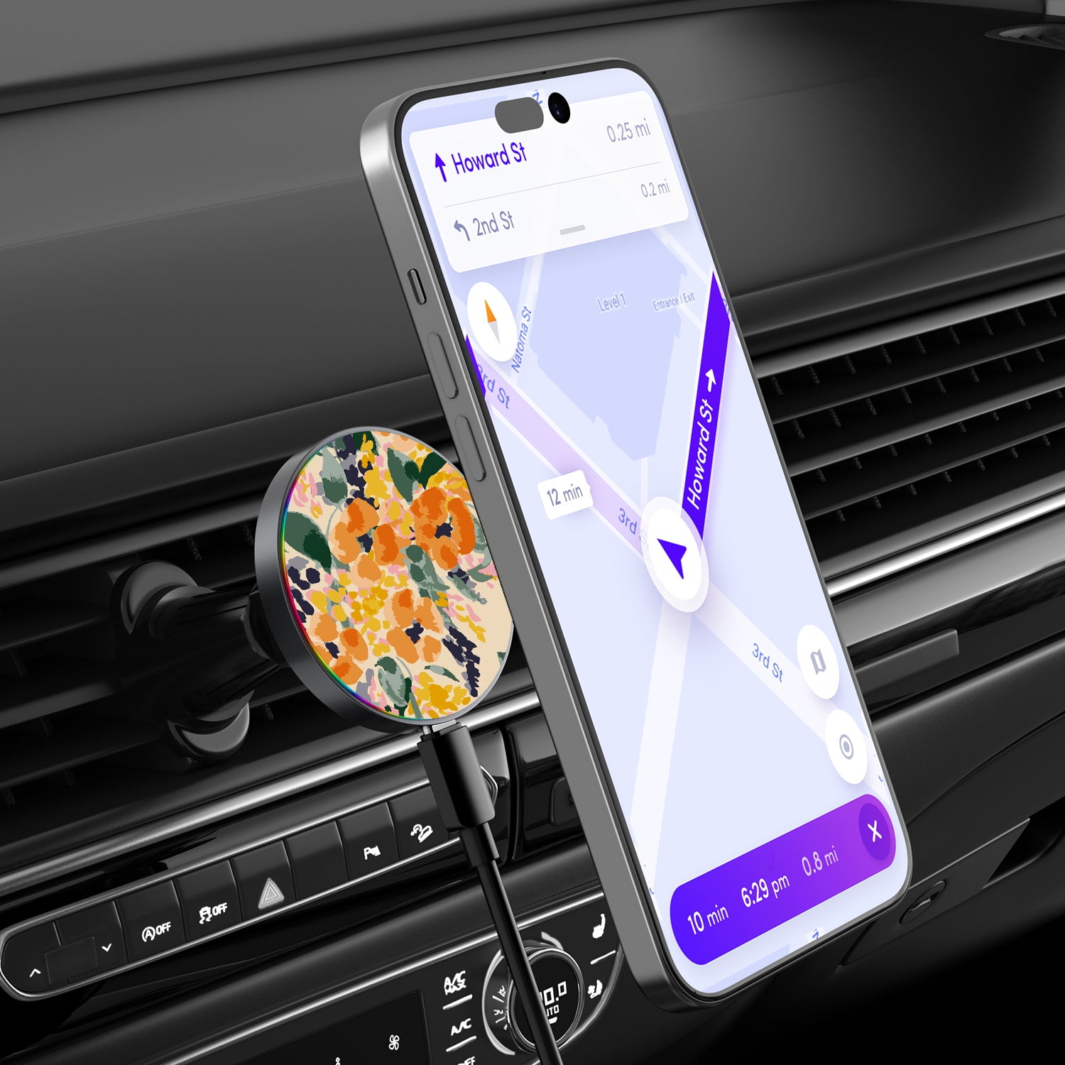MyBat Design Lab Magnetic Wireless Charging Vent Mount - Black - Marigold Mix - MCGWIRC21BK-434-3.jpg