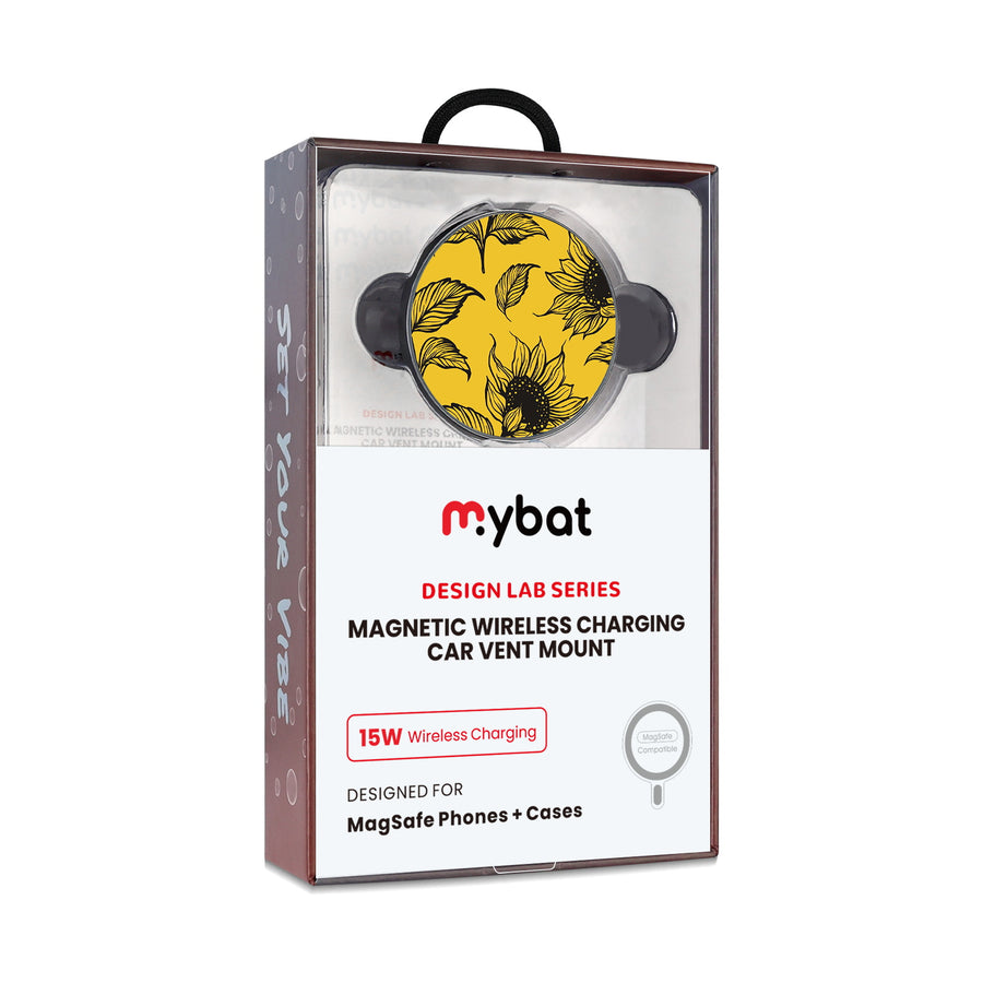MyBat Design Lab Magnetic Wireless Charging Vent Mount - Black - Golden Sunflowers - MCGWIRC21BK-444-10.jpg