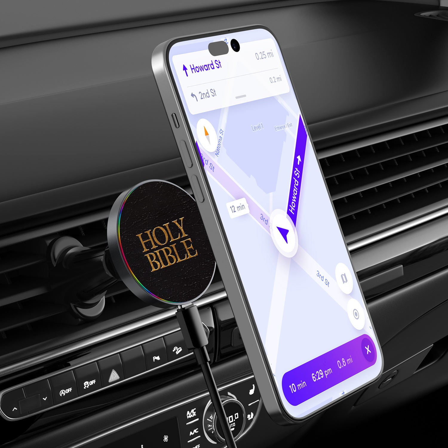 MyBat Design Lab Magnetic Wireless Charging Vent Mount - Black - Holy Bible - MCGWIRC21BK-454-3.jpg