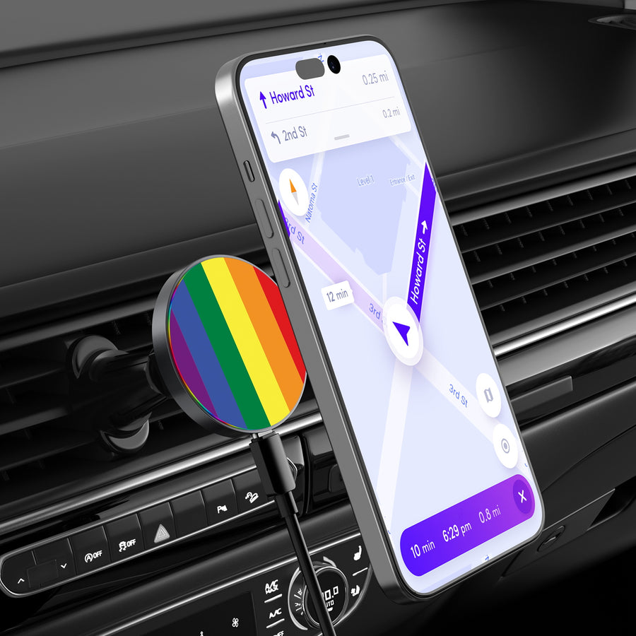 MyBat Design Lab Magnetic Wireless Charging Vent Mount - Black - Rainbow Stripes - MCGWIRC21BK-459-3.jpg
