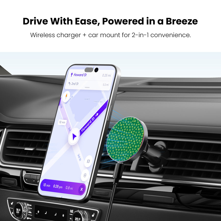 MyBat Design Lab Magnetic Wireless Charging Vent Mount - Black - Lucky Clover - MCGWIRC21BK-466-4.jpg