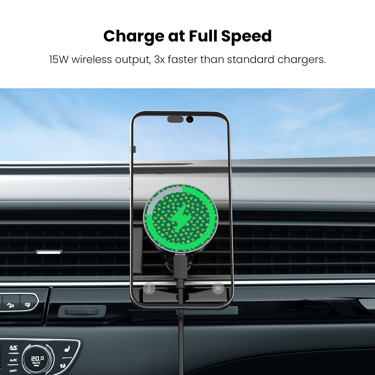 MyBat Design Lab Magnetic Wireless Charging Vent Mount - Black - Lucky Clover - MCGWIRC21BK-466-5.jpg