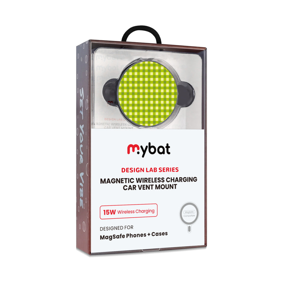 MyBat Design Lab Magnetic Wireless Charging Vent Mount - Black - Green Gingham - MCGWIRC21BK-476-10.jpg