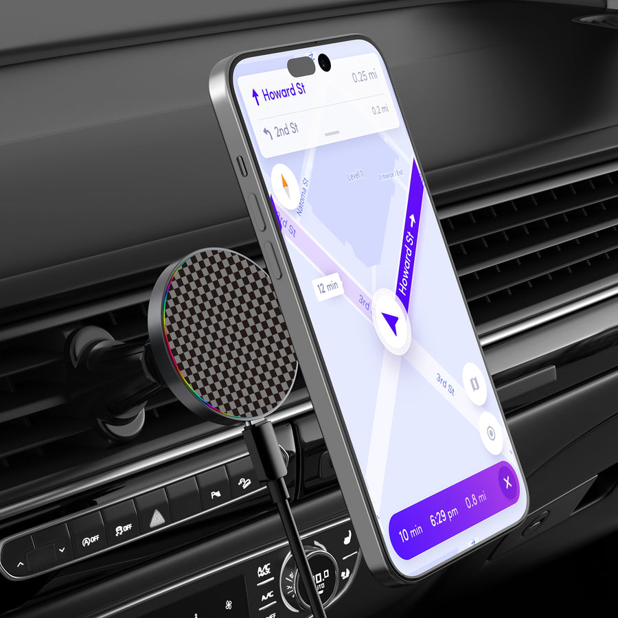 MyBat Design Lab Magnetic Wireless Charging Vent Mount - Black - Tuxedo Check - MCGWIRC21BK-477-3.jpg