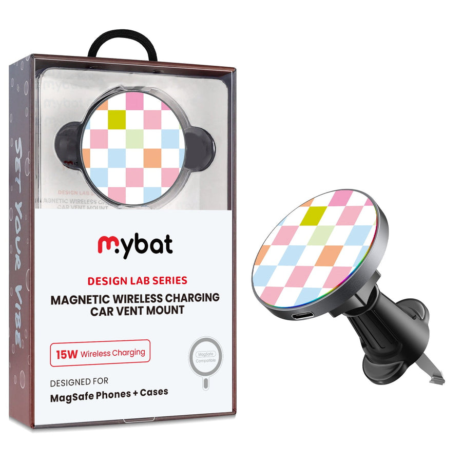 MyBat Design Lab Magnetic Wireless Charging Vent Mount - Black - Pastel Check