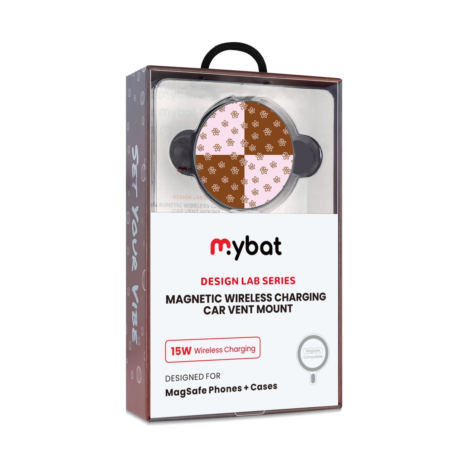 MyBat Design Lab Magnetic Wireless Charging Vent Mount - Black - Flower Patches