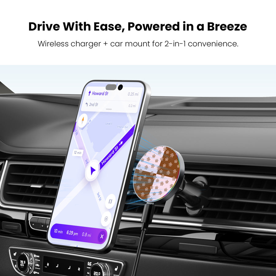 MyBat Design Lab Magnetic Wireless Charging Vent Mount - Black - Flower Patches - MCGWIRC21BK-484-4.jpg