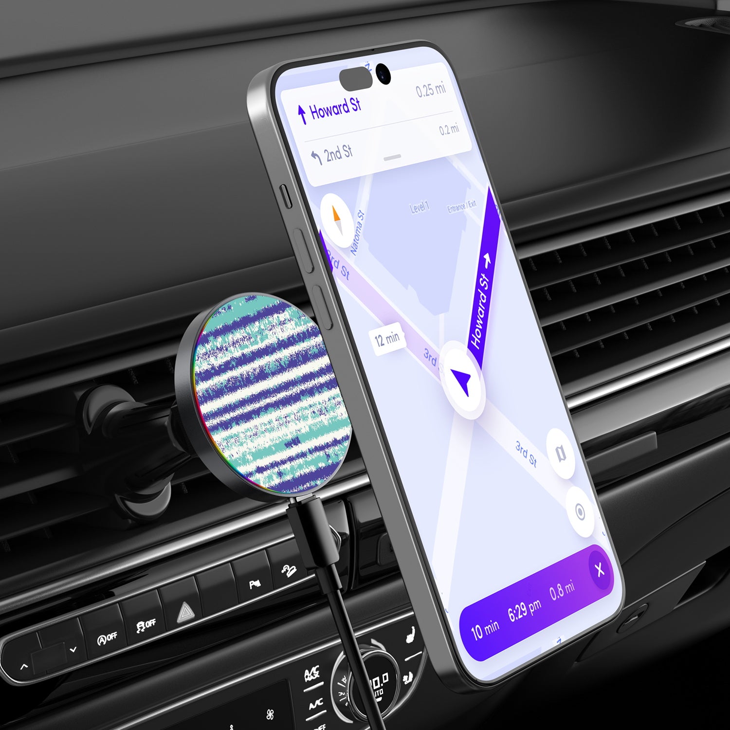 MyBat Design Lab Magnetic Wireless Charging Vent Mount - Black - Saltwater Streak - MCGWIRC21BK-503-3.jpg