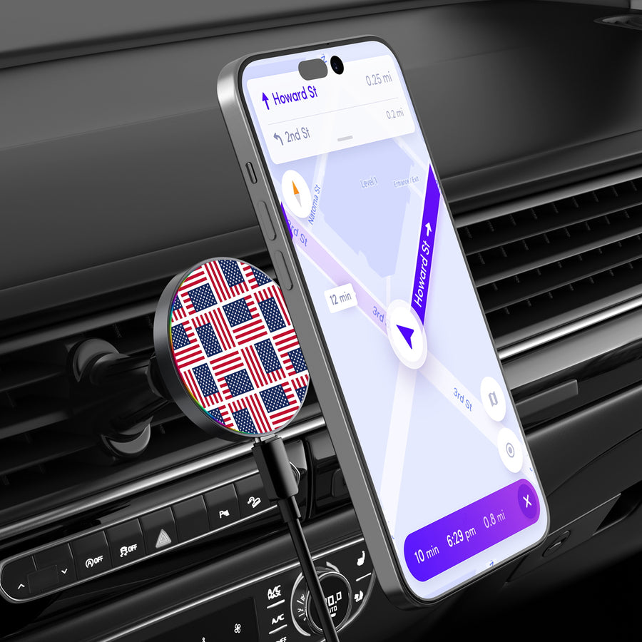 MyBat Design Lab Magnetic Wireless Charging Vent Mount - Black - Flag Patchwork - MCGWIRC21BK-519-2.JPG