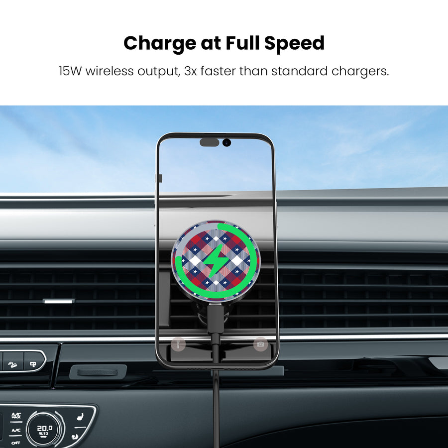MyBat Design Lab Magnetic Wireless Charging Vent Mount - Black - Americana Plaid - MCGWIRC21BK-523-5.JPG