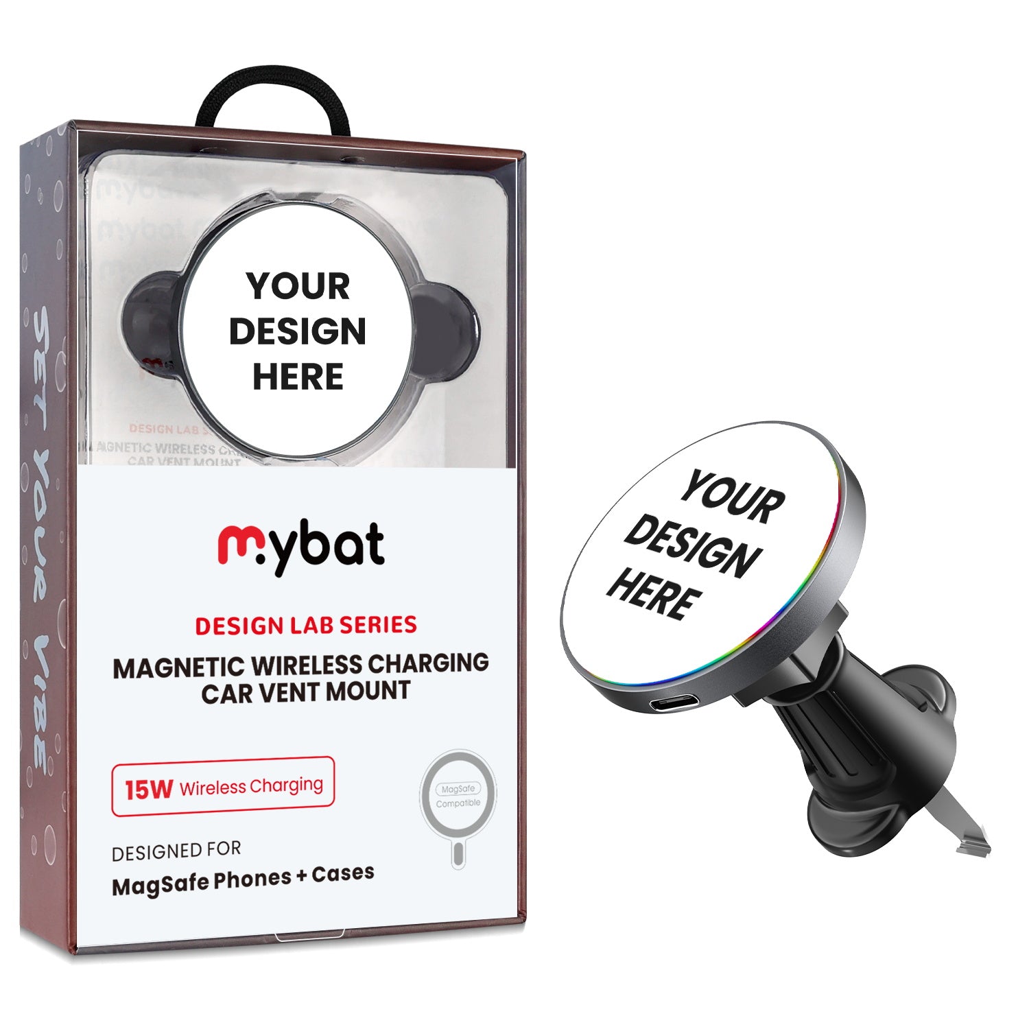 MyBat Design Lab Magnetic Wireless Charging Vent Mount - Black - Custom Prints Only (No Blanks) - MCGWIRC21BK-CC-1.jpg