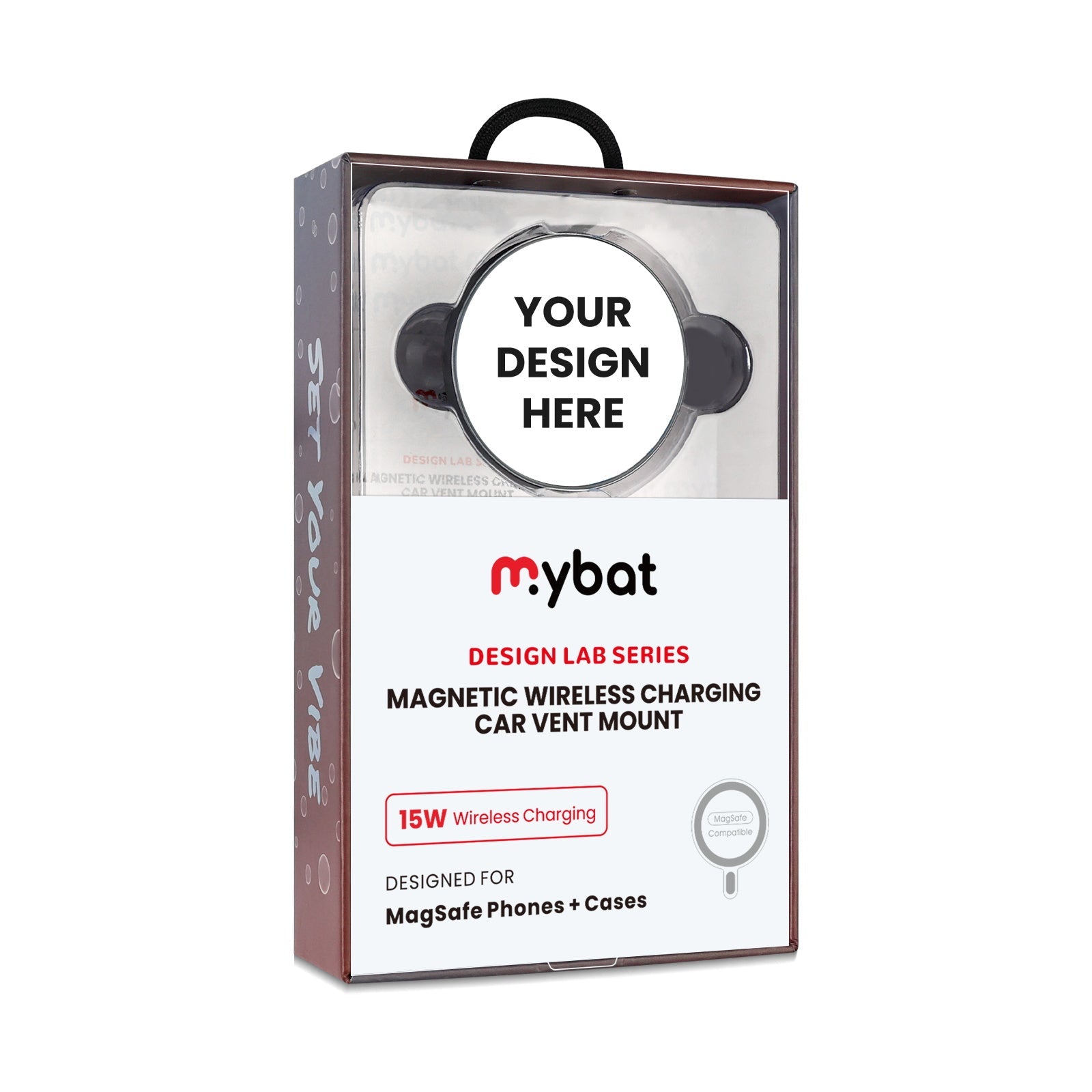 MyBat Design Lab Magnetic Wireless Charging Vent Mount - Black - Custom Prints Only (No Blanks)