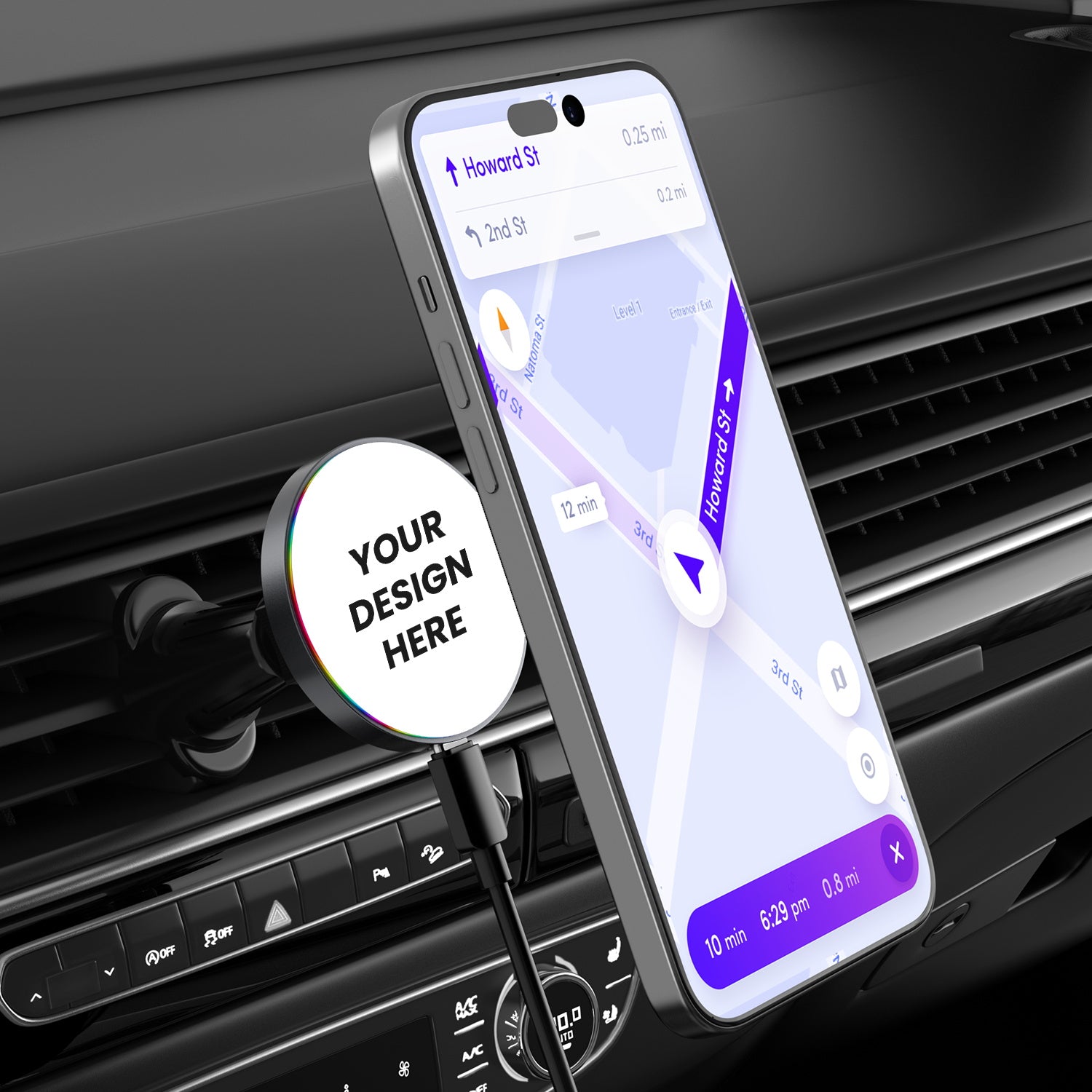 MyBat Design Lab Magnetic Wireless Charging Vent Mount - Black - Custom Prints Only (No Blanks) - MCGWIRC21BK-CC-3.jpg