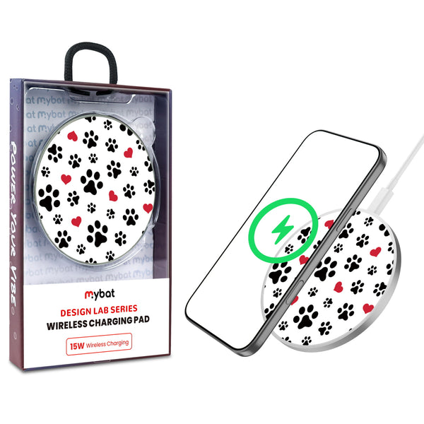 MyBat Design Lab Series Wireless Charging Pad - Silver - Paw Prints and Hearts - MCGWIRC22SL-001-1.jpg