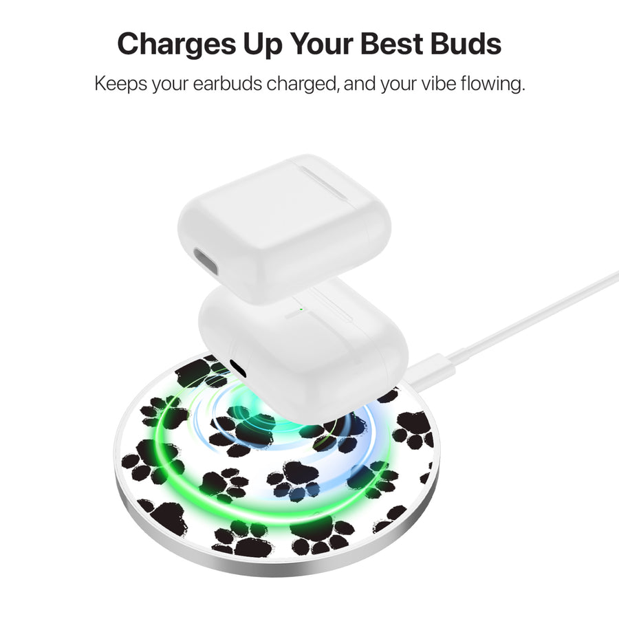 MyBat Design Lab Series Wireless Charging Pad - Silver - Black Paw Prints - MCGWIRC22SL-002-6.jpg