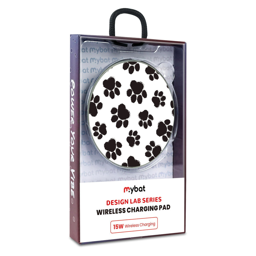 MyBat Design Lab Series Wireless Charging Pad - Silver - Black Paw Prints