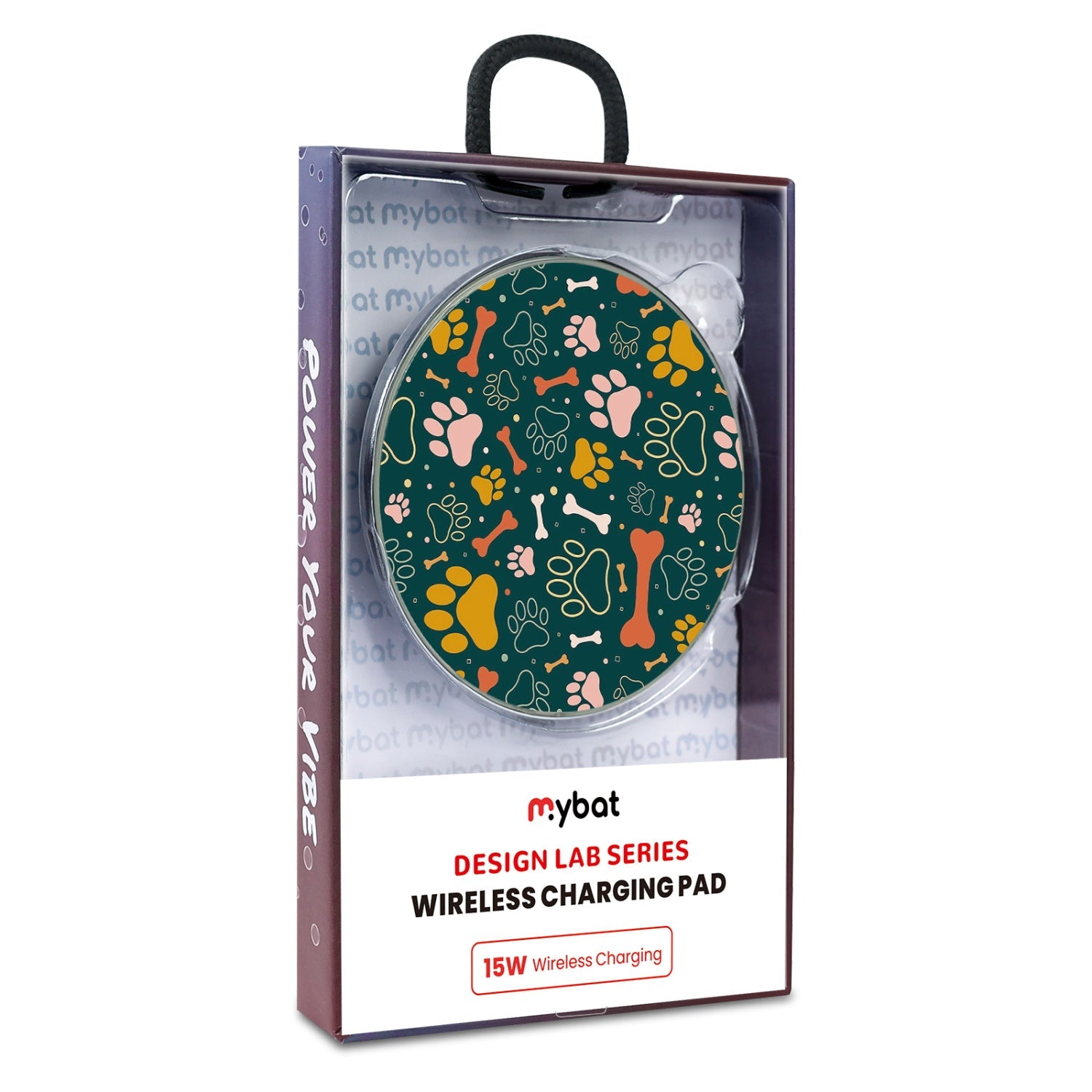 MyBat Design Lab Series Wireless Charging Pad - Silver - Paw Prints & Bones