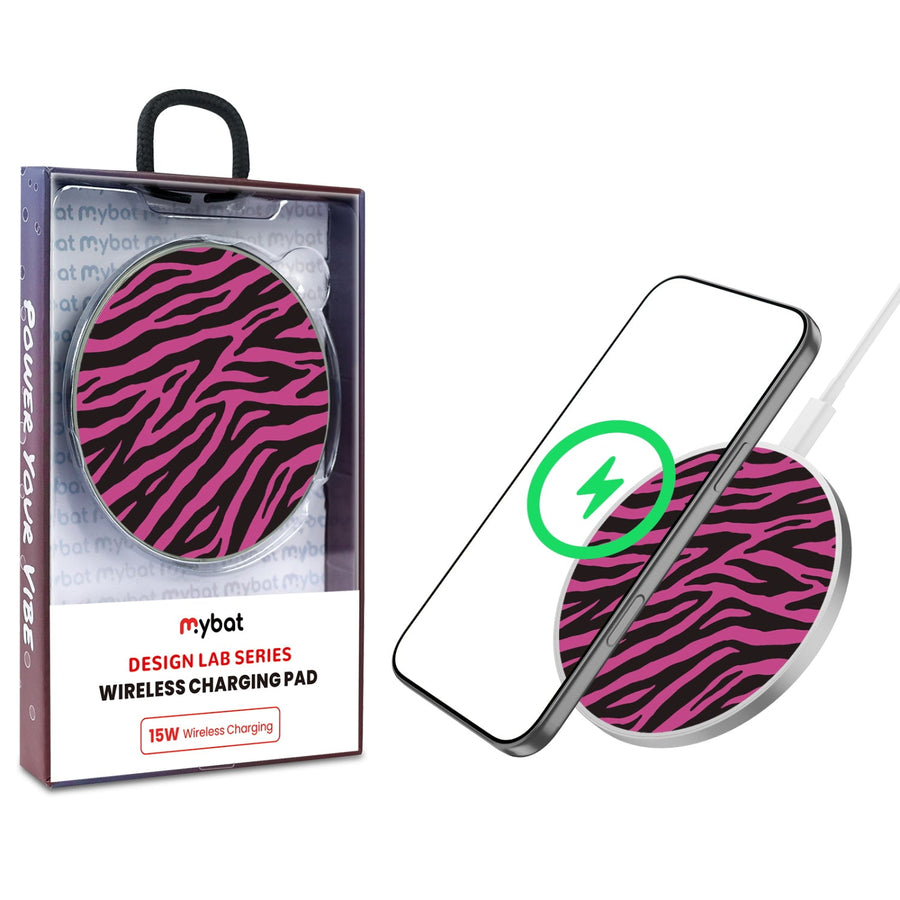 MyBat Design Lab Series Wireless Charging Pad - Silver - Pink Zebra Print