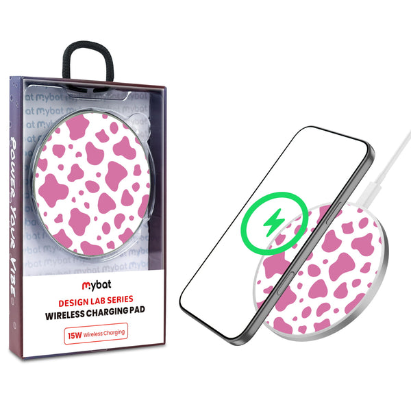 MyBat Design Lab Series Wireless Charging Pad - Silver - Pink Cow Print - MCGWIRC22SL-015-1.jpg