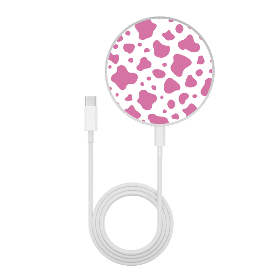 MyBat Design Lab Series Wireless Charging Pad - Silver - Pink Cow Print - MCGWIRC22SL-015-3.jpg