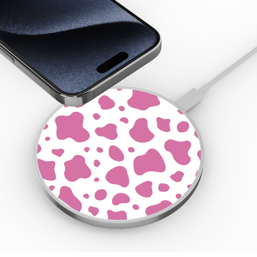 MyBat Design Lab Series Wireless Charging Pad - Silver - Pink Cow Print - MCGWIRC22SL-015-4.jpg