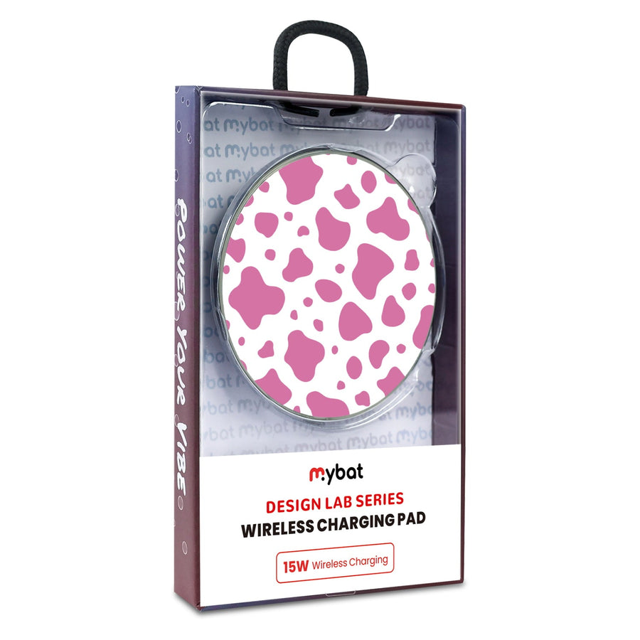 MyBat Design Lab Series Wireless Charging Pad - Silver - Pink Cow Print