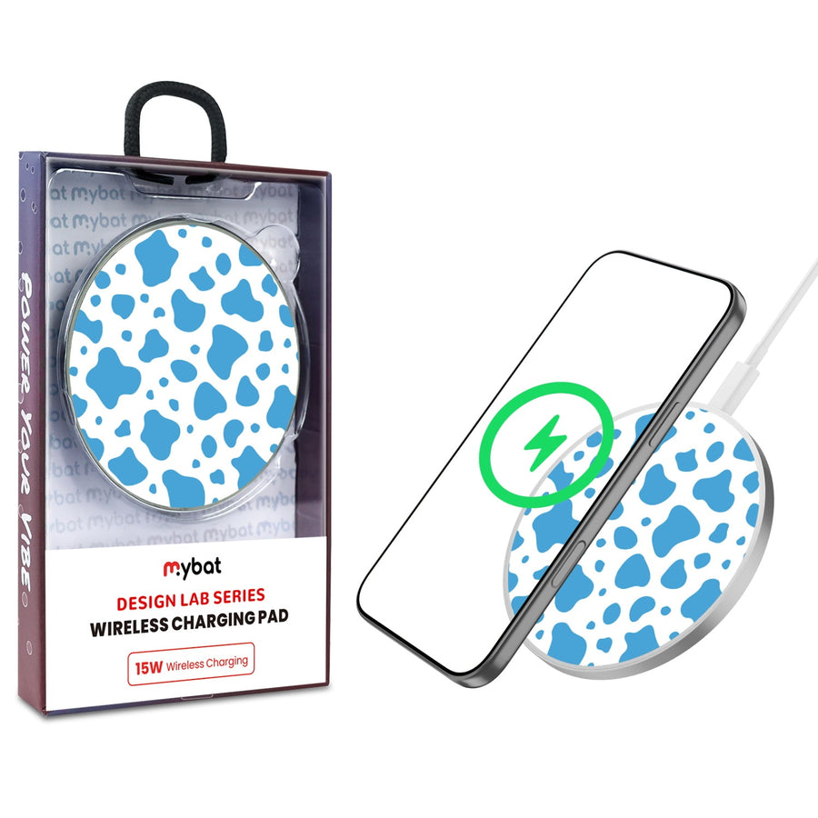 MyBat Design Lab Series Wireless Charging Pad - Silver - Blue Cow Print