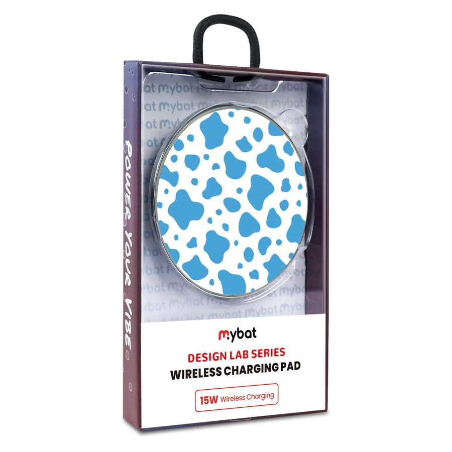 MyBat Design Lab Series Wireless Charging Pad - Silver - Blue Cow Print - MCGWIRC22SL-016-9.jpg