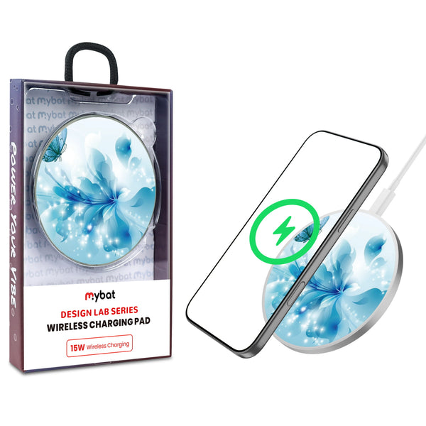 MyBat Design Lab Series Wireless Charging Pad - Silver - Butterfly & Flowers - MCGWIRC22SL-020-1.jpg