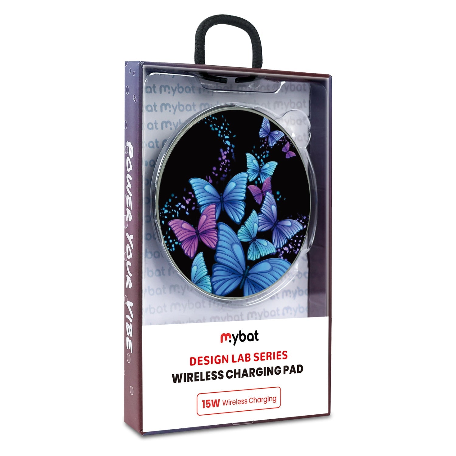 MyBat Design Lab Series Wireless Charging Pad - Silver - Butterfly Night