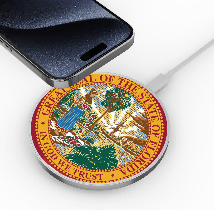 MyBat Design Lab Series Wireless Charging Pad - Silver - Florida State Flag - MCGWIRC22SL-028-4.jpg