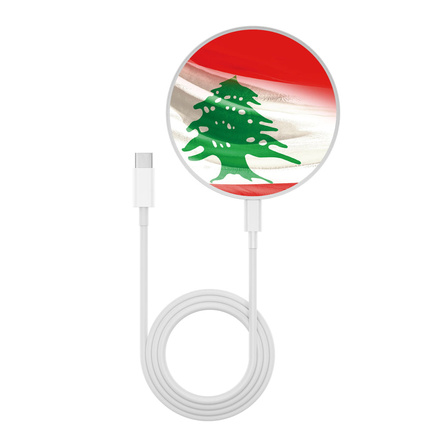 MyBat Design Lab Series Wireless Charging Pad - Silver - Lebanese Flag - MCGWIRC22SL-033-3.jpg