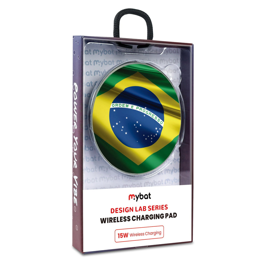 MyBat Design Lab Series Wireless Charging Pad - Silver - Brazilian Flag